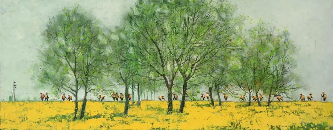 《赣线春色》  童木林   油画   40cm×100cm